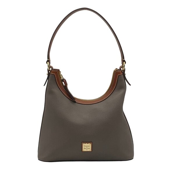 Dooney & Bourke Gray Pebbled Grain Leather Hobo Shoulder Bag - Picture 1 of 11